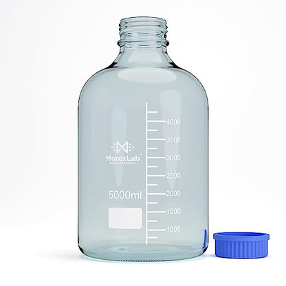 5000ML Storage Glass Bottles – 1pc Round Media Storage Bottle – Borosilicate Glass Bottles – Safe Probe Storage Glass Storage Bottles with GL60 Blue Screw Cap (5000ml - 1pc) - size: 169.1 Ounces