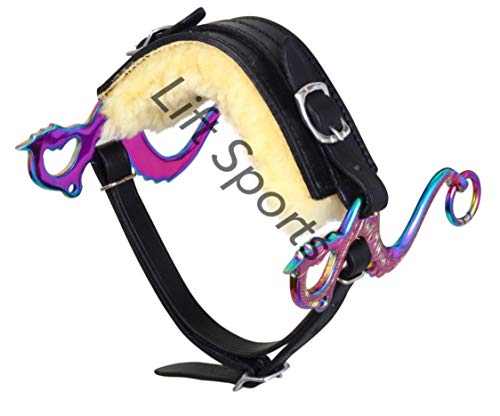 Black/Brown Dragon Rainbow Multi Color Hackamore Bitless Horse Bit English Western Adjustable Padded Fur Original Leather Bridle Equestrian Tack (Black)