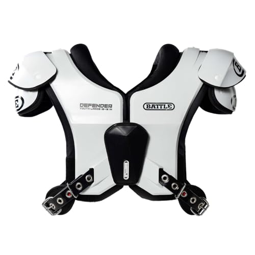 Battle Sports Defender Football Shoulder Pads - color: White, size: Youth-Medium