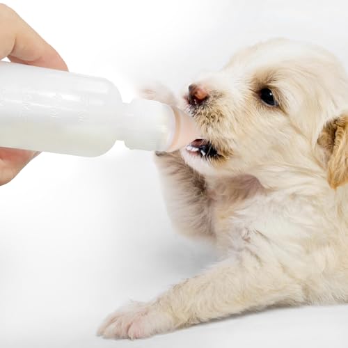 Pack of 5 Pet Feeding Bottle, Reusable Nursing Bottles Kits with Silicone Nipple, Replacement Original Feeding Bottle for Newborn Kittens Puppies Small Cat Dog Animals, Pink Short Nipple