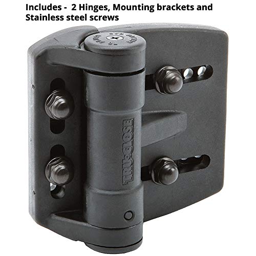 D&D TCAMA2RND TruClose Multi-Adjust Round Post Gate Hinge Black, 2 pcs | 3-way adjustable gate hinge, 2" gate gap, self-closes round post metal, wood, vinyl gates up to 55 lb, Black, with 2 hinges - color: Black, size: For Round Posts, Gate Gap up to 2 in