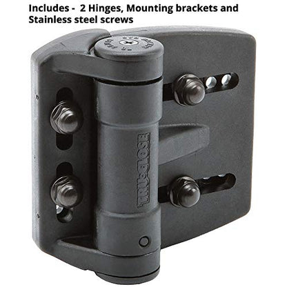 D&D TCAMA2RND TruClose Multi-Adjust Round Post Gate Hinge Black, 2 pcs | 3-way adjustable gate hinge, 2" gate gap, self-closes round post metal, wood, vinyl gates up to 55 lb, Black, with 2 hinges - color: Black, size: For Round Posts, Gate Gap up to 2 in