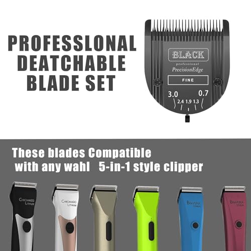 3Pack 5 in 1 Blades Dog Grooming Blade Compatible with Wahl Bravura Clipper | For Animal Clipper, Arco, Bravura, Chromado, Creativa, Figura, Motion, For Pet, Dog, and Horse - color: BLACK/3PC