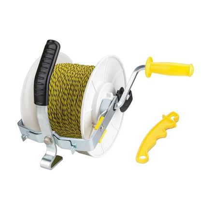 3:1 Geared Reel Prewound Polywire, Electric Fence Wire Reel with Reel Guide - size: 1640 feet x 1 standard reel x 1 Handle