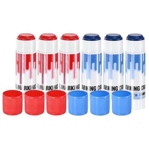 M METERXITY 6-Pack Livestock Marker, 11.6 Cm/4.6 Inches Medium Animal Crayons for Pig/Cattle/Cow/Sheep Supplies, Farming Livestock Marking Crayons [Red/Blue] - color: Red/Blue