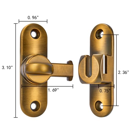 Brass 90/180 Degree Barn Door Latches,Flip Gate Lock - color: Brass