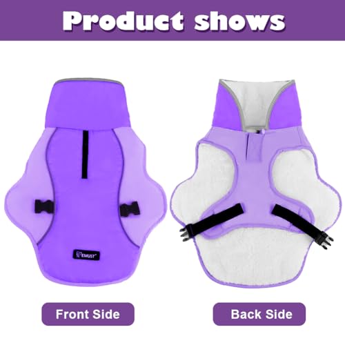EMUST Dog Winter Coat, Waterproof Fleece Dog Jacket Winter for Medium Dogs - color: New Purple, size: Medium