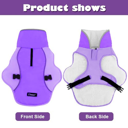 EMUST Dog Winter Coat, Waterproof Fleece Dog Jacket Winter for Medium Dogs - color: New Purple, size: Medium