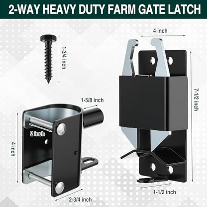 2 Way Farm Gate Latch 6" Gate Support Wheel for Metal Tube Gates