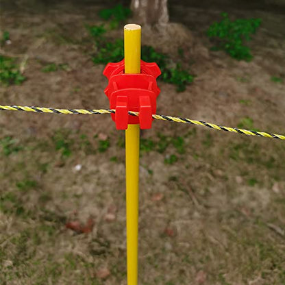 25-Pack Screw-Tight Electric Fence Round Post Insulators, Red - color: Red