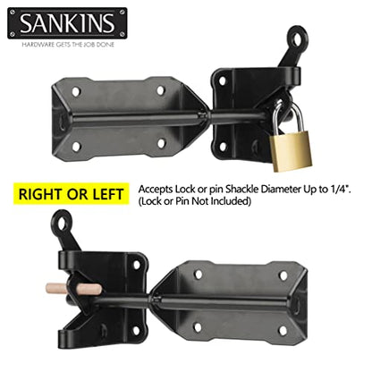 Heavy Duty Automatic Gate Latch for Wooden Fence with Cable Pull, 7-1/2" Self-Locking Gravity Lever Door Security Latches Hardware for Metal Gates, Vinyl Fence, Outdoor Garden, Pool, Black