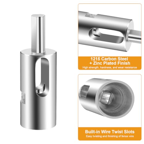 Chain Link Fence Ties: 11 Gauge Fence Wire Twisting Tool for Drill | Carbon Steel T Post EZ Twist Fence Tie Tool - 11 Gauge Drill Chuck Tool with 3/8" Shank - Easy Twist Chain Link Fencing Tool