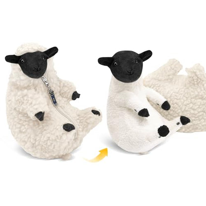 Cute Shaved Sheep Stuffed Animal, Kawaii Lamb Plushie Toy for Teen Kid Girl - color: Blackwhite
