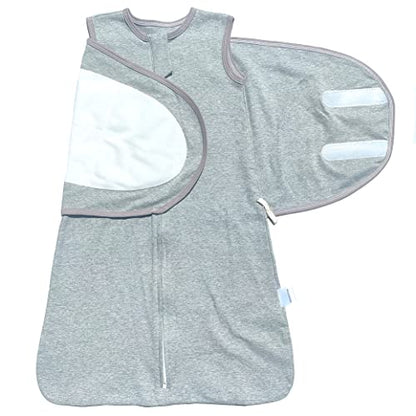 Swaddle Sack for Baby 3-Ways Adjustable Swaddling Sleeping Bag Cotton Wearable Blanket for Newborn Boys and Girls, 4 Season, 3-9 Months (Gray) - color: Gray