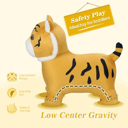 INPANY Bouncy Horse, Tiger Hopper Toys with Ultra Thick Plush, Kid Gift Toy - color: Orange Tiger