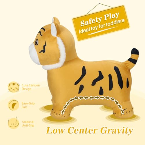 INPANY Bouncy Horse, Tiger Hopper Toys with Ultra Thick Plush, Kid Gift Toy - color: Orange Tiger