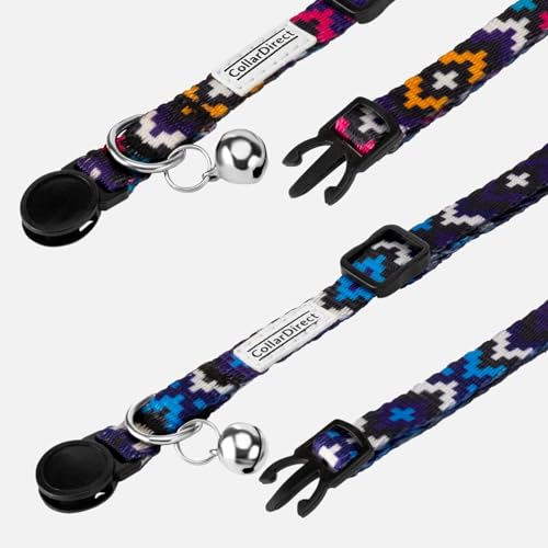 Aztec Pattern Cat Collar 2-Pack, Breakaway (Blue + Orange) - color: Blue & Orange
