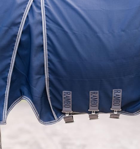 Horseware® Rambo® Optimo Stable Sheet - Navy/Thunderstorm Grey & Silver, 81 inches