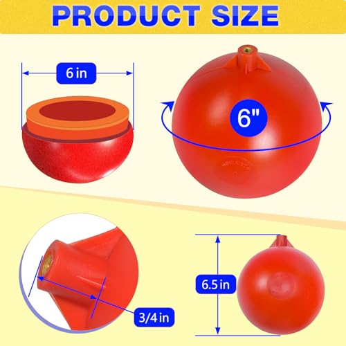 6" Float Ball Replacement, 1/4"-20 Female Thread for Float Valve - size: 6inch ball