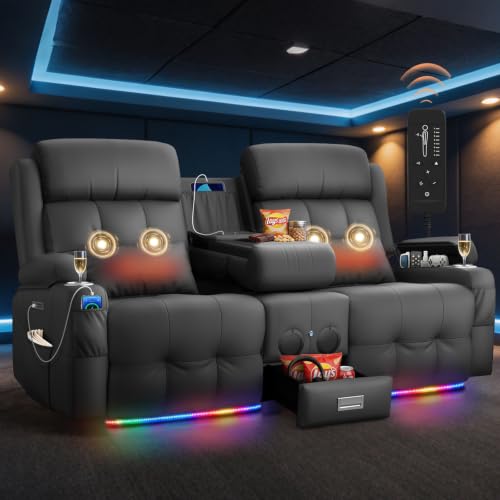 Power Reclining Loveseat Sofa with Flip Backrest Console - color: Gray Texture Finish, size: Power Loveseat