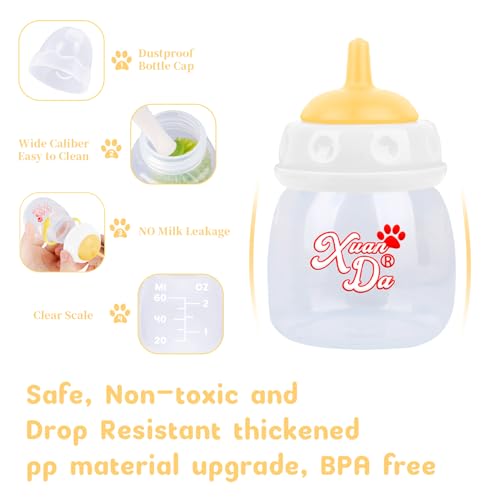 Pet Feeding Bottle and Syringes,60ml Nursing Bottle, 3 Sizes Nipples with Ventilation Valve Resistant Tearing Perfect for Puppies, Kittens, Small Wildlife (Yellow) - color: Yellow