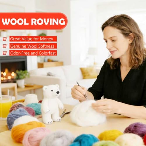 3.4oz Needle Felting Wool Red-Brown for DIY Needle Craft Enthusiasts - color: Red-Brown