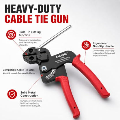 113-Piece Stainless Steel Zip Ties Gun Kit, Stainless Steel Ties with Tool