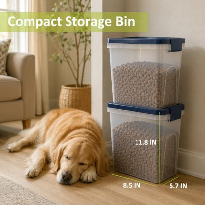 5-10 Lbs Airtight Cat Dog Food Storage Container, 8QT Compact Pet Food Bin - color: Dark Blue