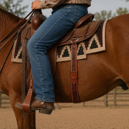 Horse Western Floral Tooled Leather Rear Flank Back Saddle Cinch w/Billets 9775