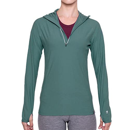 MERIWOOL Women’s Base Layer Hoodie Lightweight Merino Wool Long Sleeve Thermal - color: Teal, size: Small