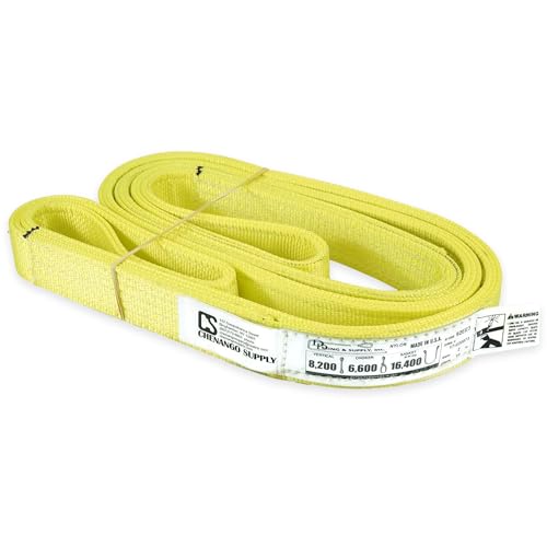 2" x 10' Nylon Lifting Web Sling – USA Made, 8,200 lb Vertical, 6,600 lb Choker, 16,400 lb Basket – 3 Ply Heavy Duty 900 Webbing, Type 3 Flat Eye & Eye Rigging Sling (2" x10') - size: 2"x10'