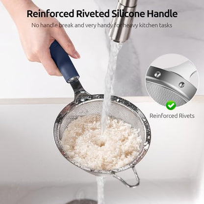 U-Taste Fine Mesh Strainer, 18/8 Stainless Steel Sieve, M/Midnight Blue - color: (3) Midnight Blue, size: M-4.73in