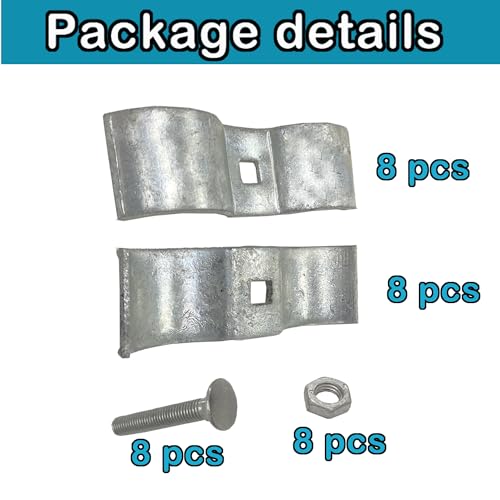 1-5/8" Chain Link Fence Panel Clamps, Galvanized Fence Dog Kennel Saddle Clamps, 8pcs for 42mm Pipe Panel Frames (1 5/8'') - size: 1 5/8''