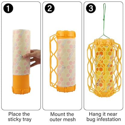 Sancodee 8 Pack Wasp Trap Refill, Yellow Jacket Flying Insect Traps Refills Attractant Sticker, Sticky Paper Glue Boards Replacement Pads Set (Orange) - color: Orange