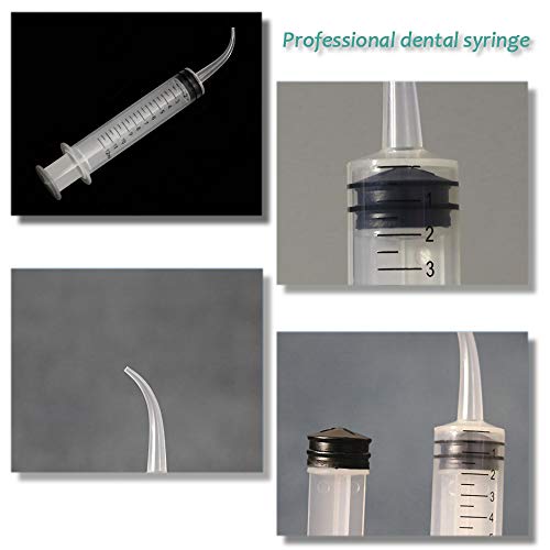 6 Pack Dental Irrigation Syringe, Wisdom Teeth Syringes with Curved Tip for Tooth (Scale-6) - size: Scale-6