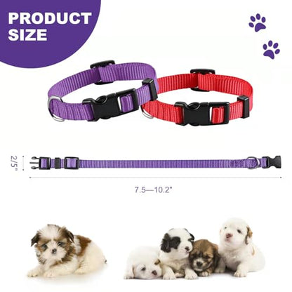 PARTNER Puppy ID Collars Identification Whelping Super Soft Nylon Adjustable Breakaway New Born Pets with Record Keeping Charts 8pcs