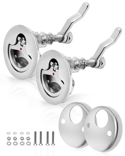 316 Stainless Steel Flush Latch Boat Deck Hatch Latch Marine Flush Twist Latch Fits 2" (51mm) Cutouts with Mounting Accessories