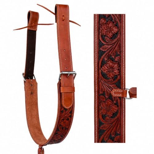 Horse Western Floral Tooled Leather Rear Flank Back Saddle Cinch w/Billets 9775
