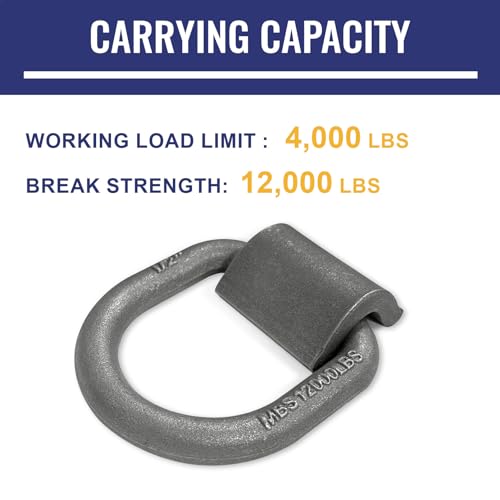Grandroad auto 20 Pack Weld-On Forged D Ring, Heavy Duty 1/2" D-Ring Trailer Tie Down Anchor with MBS:12,000 lbs for Trailer, Truck Cargo, RV, ATV Tiedowns, Farm Applications and More. - size: 1/2“-20pack