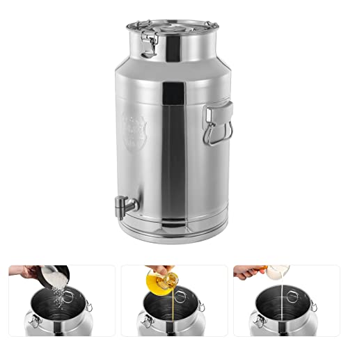 Stainless Steel Milk Can, 35 Liter Seamless Milk Jug Wine Pail Bucket with Spigot 9.24 Gallon Anti-Leak Liquid Storage Container Milk Pail with Sealed Lid Heavy Duty (35L with Spigot) - size: 35L with Spigot