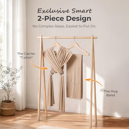 Momcozy Baby Wrap Carrier, Easy-On 2-Piece Design, Newborn to 33 lb - color: Light Curry