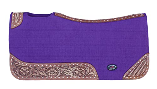 CHALLENGER 32x30 Horse Saddle PAD Western Contoured Wool Felt Moisture Wicking Brown 39209 - color: Purple, size: 32" Spine x 15" Drop
