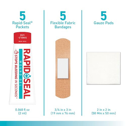 Rapid-Seal Hemostatic Bleed Control First Aid Wound Care Kit, 15 Pieces - size: 15-Piece Kit