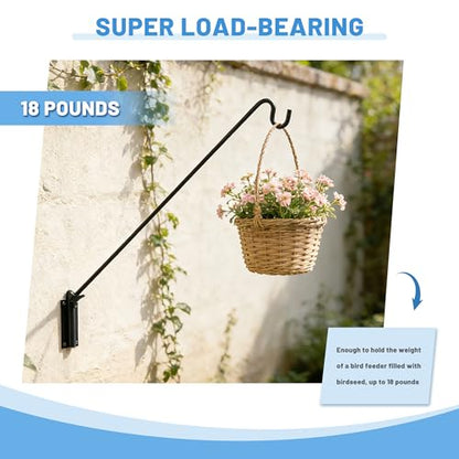 ERYTLLY Extended Reach Deck Hook Wall Pole Wall Mounted, Extensible and Adjustable 28 inch to 43 inch Bracket for Hanging Bird Feeder,Plants,Wind Chimes,Lanterns - size: Wall Pole - Adjustable Length - 1 Pack