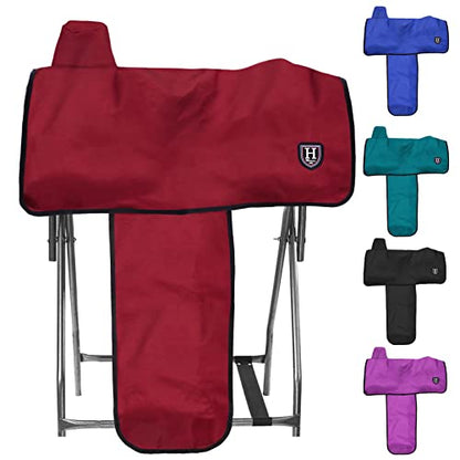 Harrison Howard 600 Denier Splash-Resistant Protective Saddle Cover Protection from Scratches, Direct Sunlight, and Dust/Debris Keeps Saddle in Pristine Condition-Red - color: Red