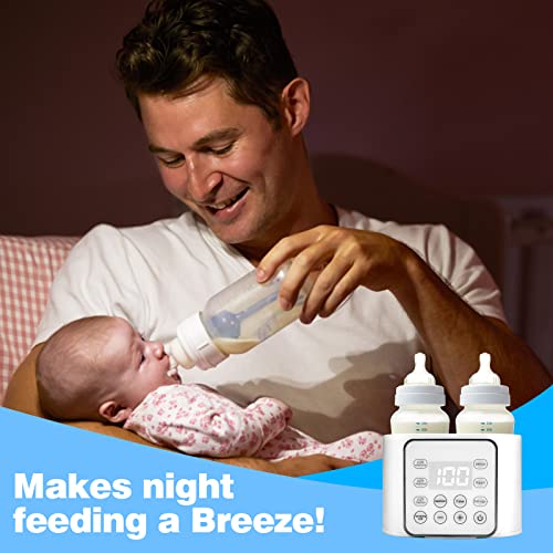 Baby Bottle Warmer 9-in-1 Multifuntion Breast Milk Warmer, Fast Baby Food Heater and Defrost Warmer with Timer for Twins, LCD Display Accurate Temperature Adjustment, 24H Constant Mode - color: Bright White