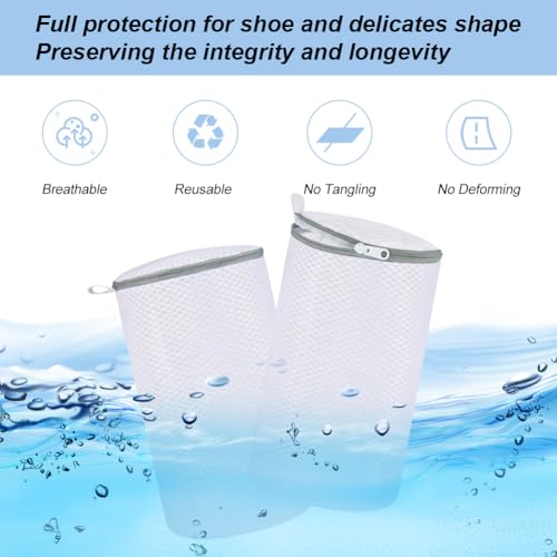 Vivifying Shoe Washing Machine Bag, 2 Pack Honeycomb Mesh Laundry Bag with Zipper for Sneakers, Running Shoes, Sock, Bras, Delicates and Toys - size: 2 Shoe Bags (7.8" x 14")