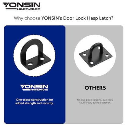 3" Door Padlock Safety Hasp Latch, Door Hasp Clasp Lock Gate Shed Hasp Latch Lock for Door Window Cabinet Pet Cage Toolbox Shed Fence, 304 Stainless Steel, Matte Black Finish, 1 Pack - size: 3 Inch