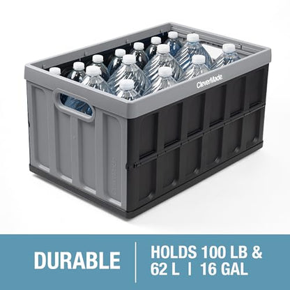 CleverMade Collapsible Storage Bins With Lids, 62L 3 Pack, 100 lb, Ocean - color: Ocean, size: 62L - 3 Pack