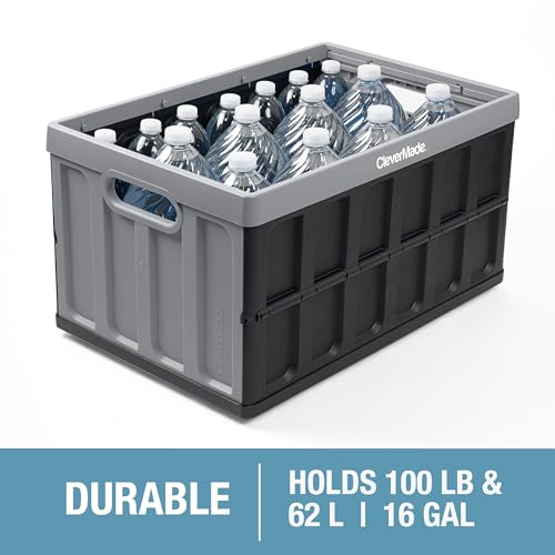 CleverMade Collapsible Storage Bins With Lids, 62L 3 Pack, 100 lb, Ocean - color: Ocean, size: 62L - 3 Pack